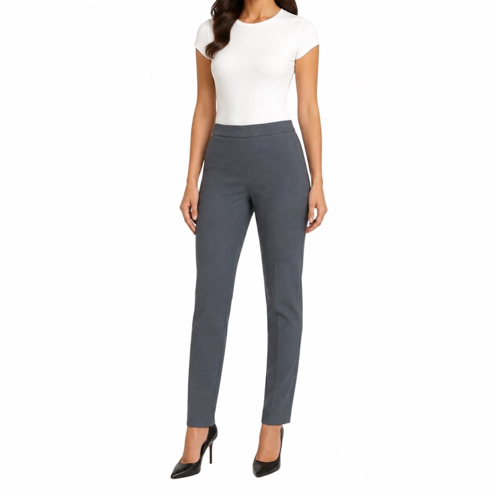 Ann Taylor Womens Size 8 Gray Side Zip Stretch Straight Leg Dress Pants Trousers